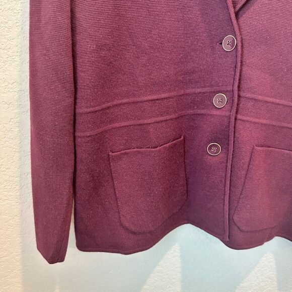 Talbots Woman Purple 100% Extra Fine Merino Wool Sweater Blazer - Size 1X - EUC - Picture 2 of 7